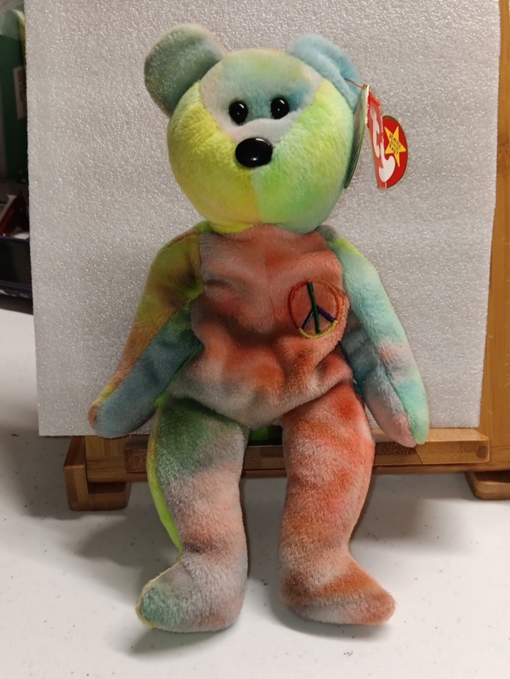 Ty Beanie Baby Tie-Dye Peace Bear Plush - Multicolor With Tags